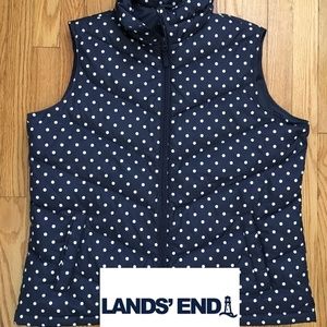 Lands" End Navy/White Dot Puffer Vest 18-XL